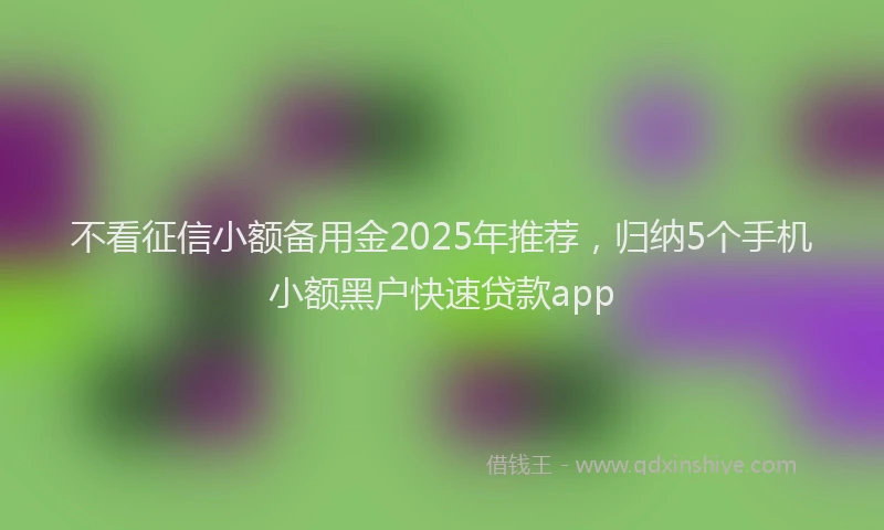 不看征信小额备用金2025年推荐，归纳5个手机小额黑户快速贷款app