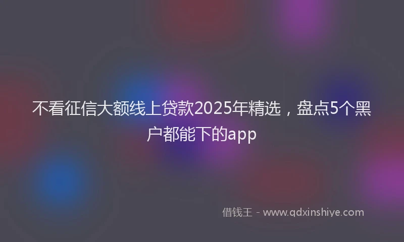 不看征信大额线上贷款2025年精选,盘点5个黑户都能下的app