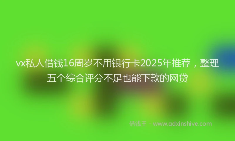 vx私人借钱16周岁不用银行卡2025年推荐，整理五个综合评分不足也能下款的网贷