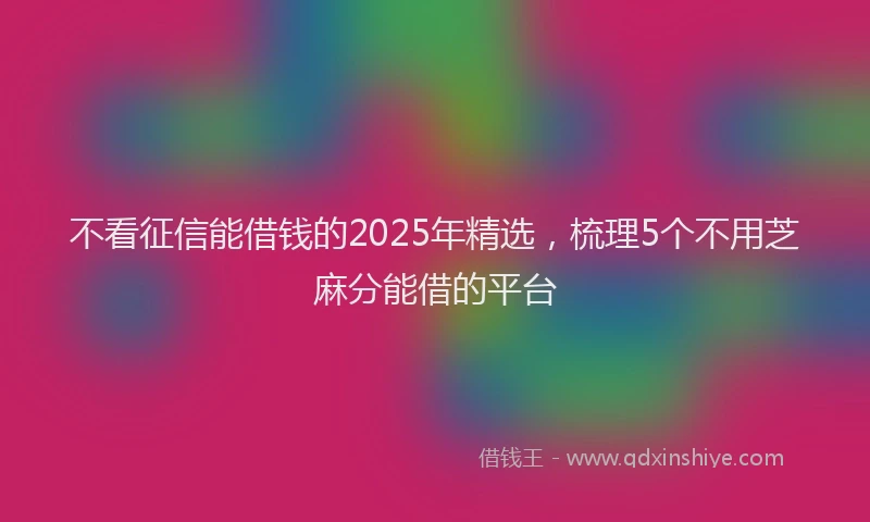 不看征信能借钱的2025年精选，梳理5个不用芝麻分能借的平台