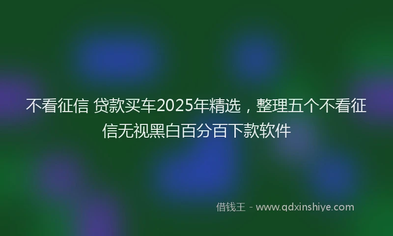 不看征信 贷款买车2025年精选，整理五个不看征信无视黑白百分百下款软件