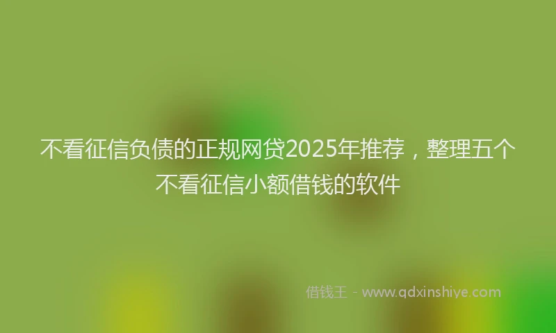 不看征信负债的正规网贷2025年推荐，整理五个不看征信小额借钱的软件