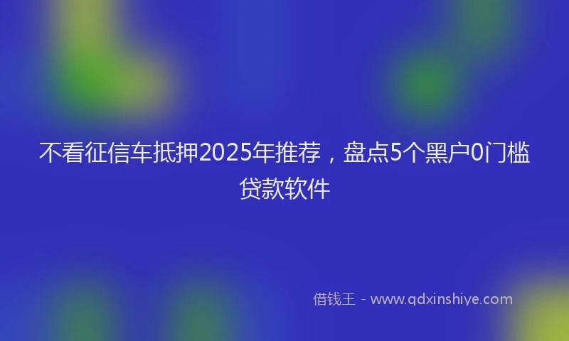 不看征信车抵押2025年推荐，盘点5个黑户0门槛贷款软件