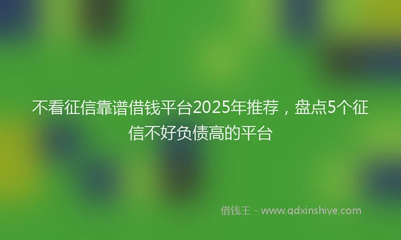 不看征信靠谱借钱平台2025年推荐，盘点5个征信不好负债高的平台