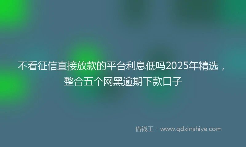 不看征信直接放款的平台利息低吗2025年精选,整合五个网黑逾期下款口子
