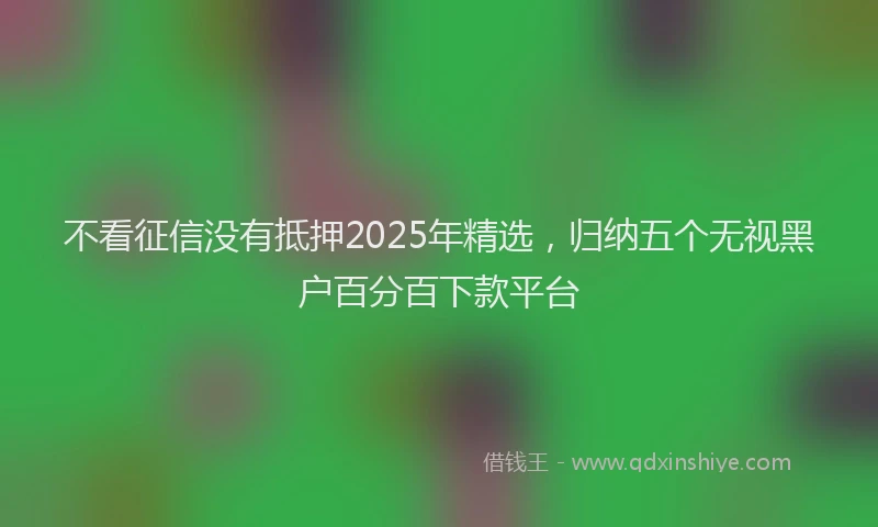不看征信没有抵押2025年精选，归纳五个无视黑户百分百下款平台