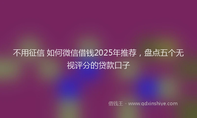 不用征信 如何微信借钱2025年推荐，盘点五个无视评分的贷款口子