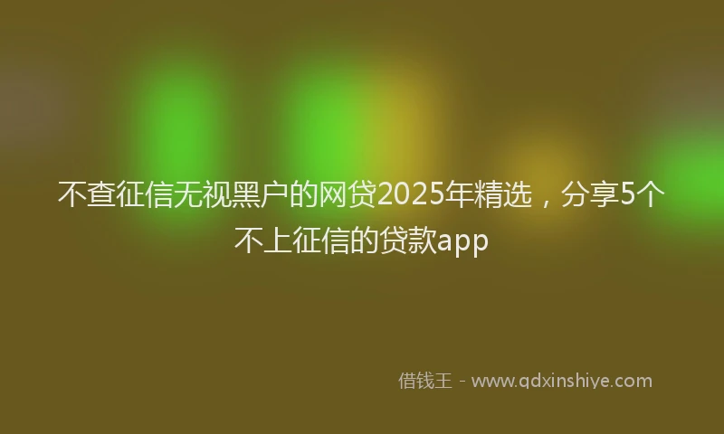 不查征信无视黑户的网贷2025年精选，分享5个不上征信的贷款app