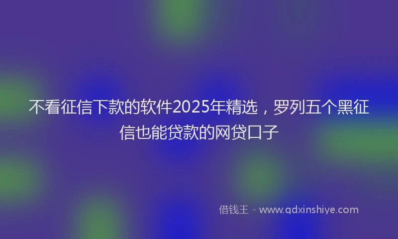 不看征信下款的软件2025年精选，罗列五个黑征信也能贷款的网贷口子