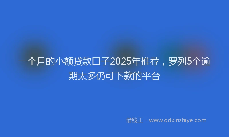 一个月的小额贷款口子2025年推荐，罗列5个逾期太多仍可下款的平台
