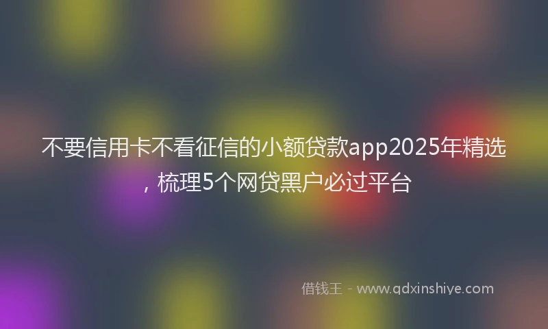 不要信用卡不看征信的小额贷款app2025年精选，梳理5个网贷黑户必过平台