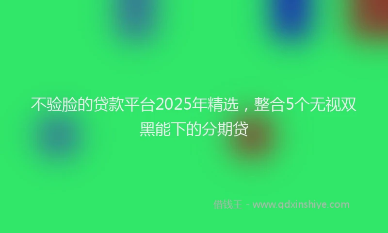 不验脸的贷款平台2025年精选，整合5个无视双黑能下的分期贷
