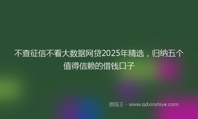 不查征信不看大数据网贷2025年精选，归纳五个值得信赖的借钱口子