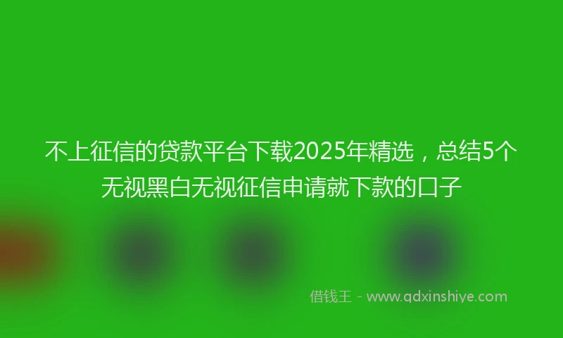 不上征信的贷款平台下载2025年精选，总结5个无视黑白无视征信申请就下款的口子