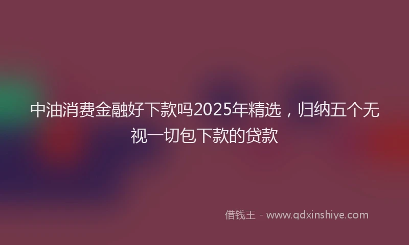 中油消费金融好下款吗2025年精选,归纳五个无视一切包下款的贷款