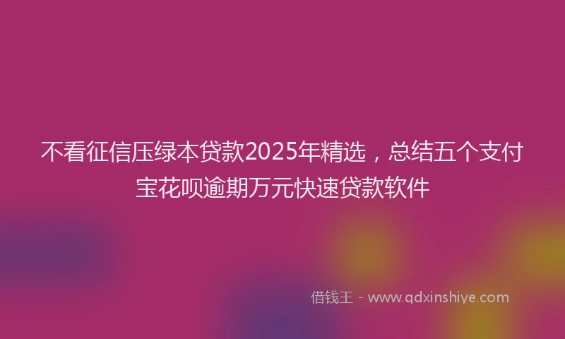 不看征信压绿本贷款2025年精选，总结五个支付宝花呗逾期万元快速贷款软件