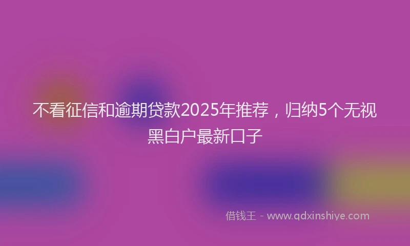 不看征信和逾期贷款2025年推荐，归纳5个无视黑白户最新口子