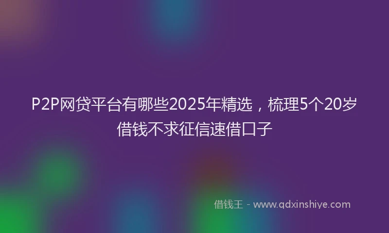 P2P网贷平台有哪些2025年精选，梳理5个20岁借钱不求征信速借口子