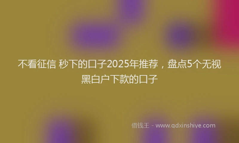 不看征信 秒下的口子2025年推荐，盘点5个无视黑白户下款的口子