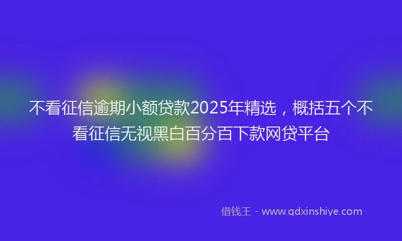 不看征信逾期小额贷款2025年精选，概括五个不看征信无视黑白百分百下款网贷平台