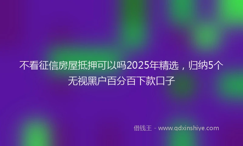 不看征信房屋抵押可以吗2025年精选，归纳5个无视黑户百分百下款口子