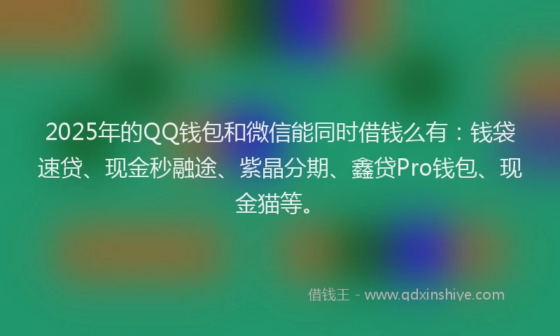2025年的QQ钱包和微信能同时借钱么有：钱袋速贷、现金秒融途、紫晶分期、鑫贷Pro钱包、现金猫等。