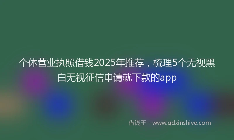 个体营业执照借钱2025年推荐，梳理5个无视黑白无视征信申请就下款的app