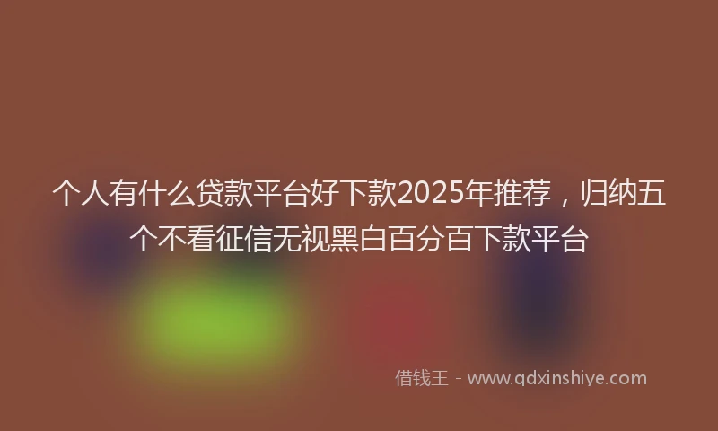 个人有什么贷款平台好下款2025年推荐，归纳五个不看征信无视黑白百分百下款平台