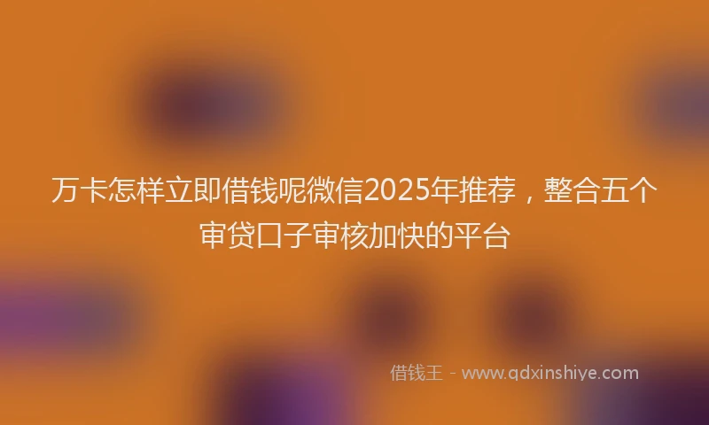 万卡怎样立即借钱呢微信2025年推荐，整合五个审贷口子审核加快的平台
