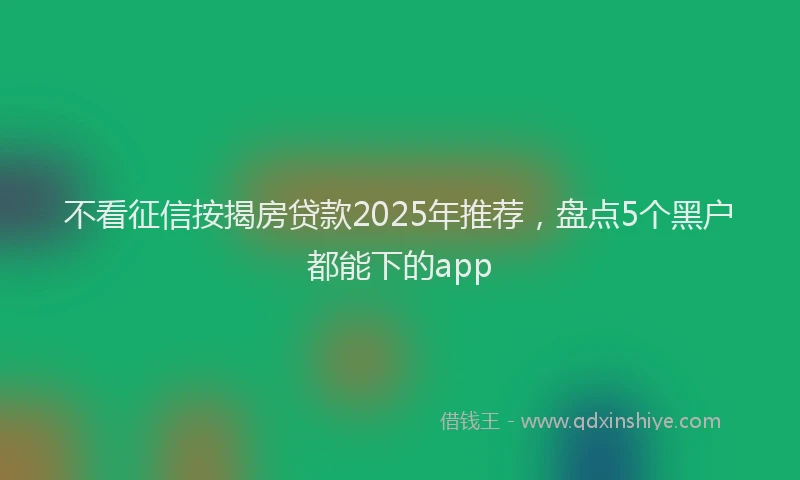 不看征信按揭房贷款2025年推荐，盘点5个黑户都能下的app