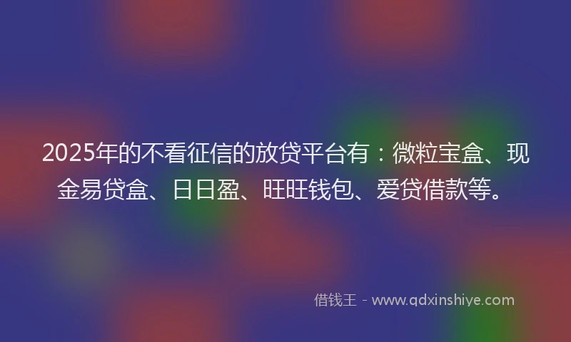 2025年的不看征信的放贷平台有：微粒宝盒、现金易贷盒、日日盈、旺旺钱包、爱贷借款等。