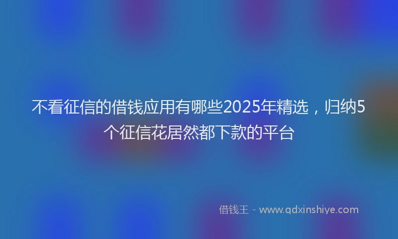 不看征信的借钱应用有哪些2025年精选，归纳5个征信花居然都下款的平台