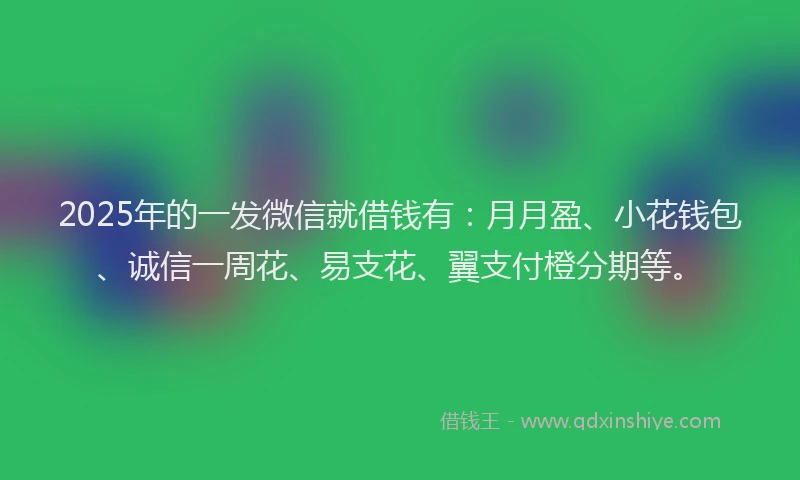 2025年的一发微信就借钱有：月月盈、小花钱包、诚信一周花、易支花、翼支付橙分期等。