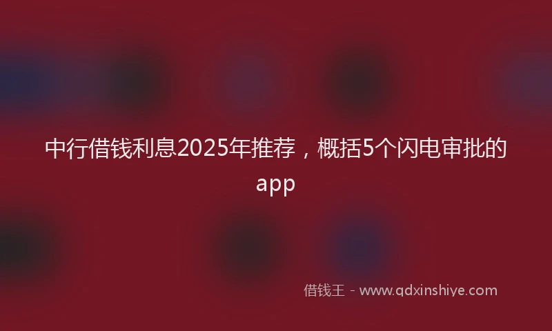 中行借钱利息2025年推荐，概括5个闪电审批的app