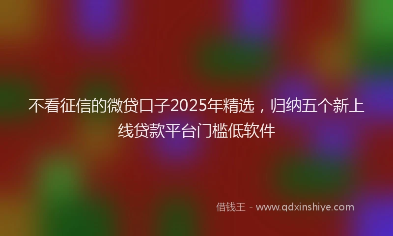 不看征信的微贷口子2025年精选，归纳五个新上线贷款平台门槛低软件