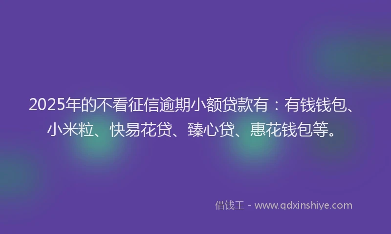 2025年的不看征信逾期小额贷款有：有钱钱包、小米粒、快易花贷、臻心贷、惠花钱包等。