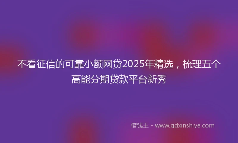 不看征信的可靠小额网贷2025年精选，梳理五个高能分期贷款平台新秀