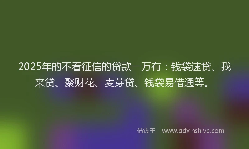 2025年的不看征信的贷款一万有：钱袋速贷、我来贷、聚财花、麦芽贷、钱袋易借通等。