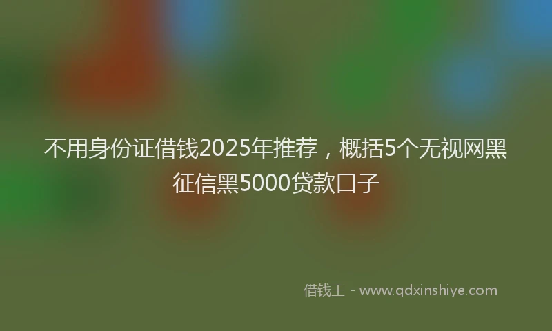 不用身份证借钱2025年推荐，概括5个无视网黑征信黑5000贷款口子