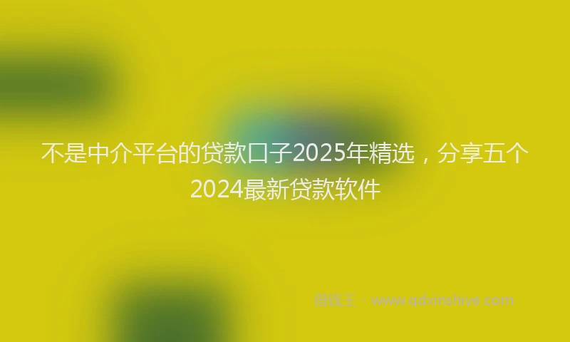 不是中介平台的贷款口子2025年精选，分享五个2024最新贷款软件