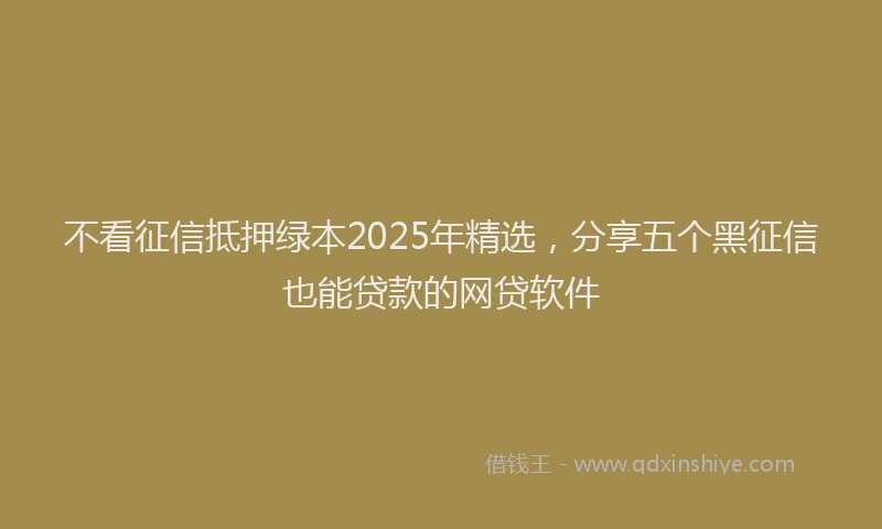 不看征信抵押绿本2025年精选，分享五个黑征信也能贷款的网贷软件