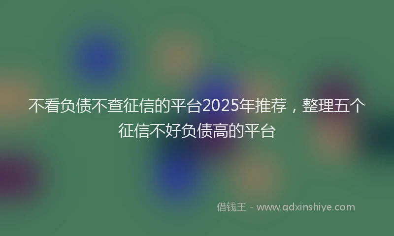 不看负债不查征信的平台2025年推荐，整理五个征信不好负债高的平台