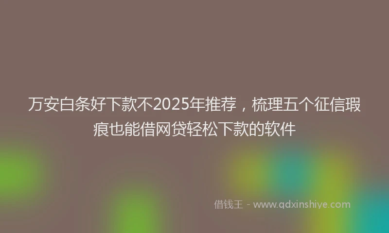 万安白条好下款不2025年推荐，梳理五个征信瑕疵也能借网贷轻松下款的软件