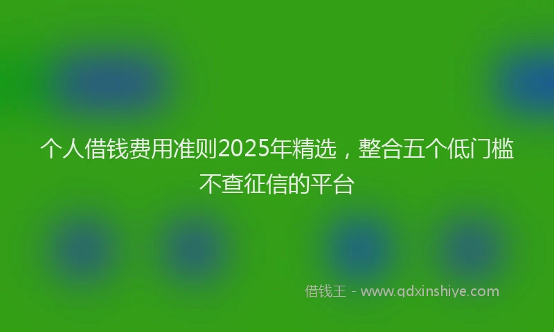 个人借钱费用准则2025年精选，整合五个低门槛不查征信的平台