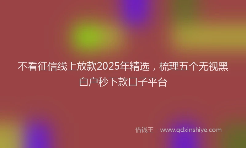 不看征信线上放款2025年精选，梳理五个无视黑白户秒下款口子平台
