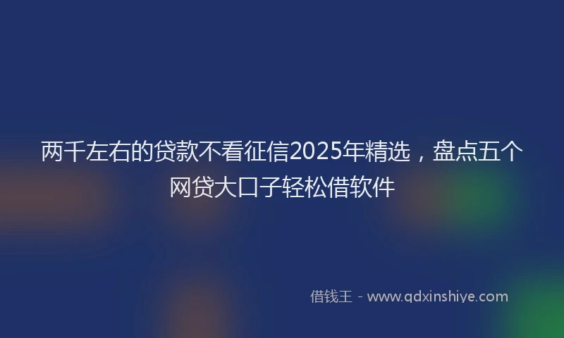 两千左右的贷款不看征信2025年精选，盘点五个网贷大口子轻松借软件