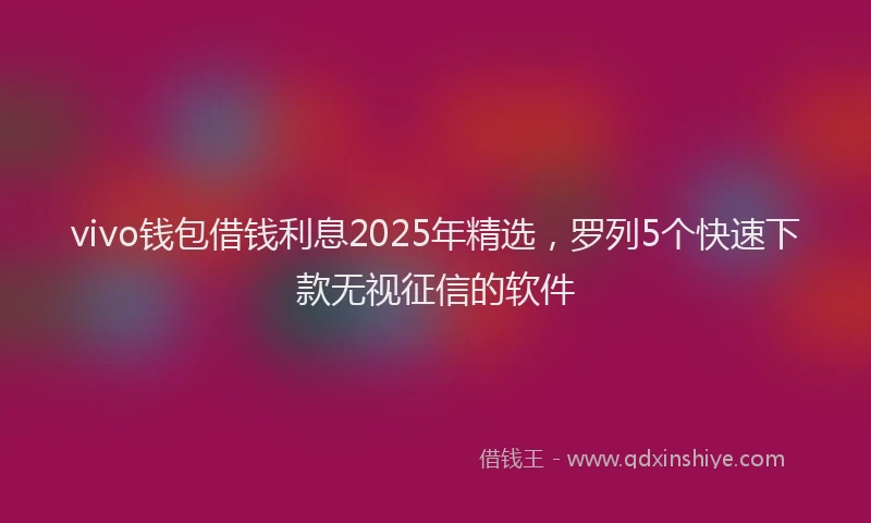 vivo钱包借钱利息2025年精选，罗列5个快速下款无视征信的软件