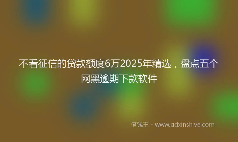 不看征信的贷款额度6万2025年精选，盘点五个网黑逾期下款软件