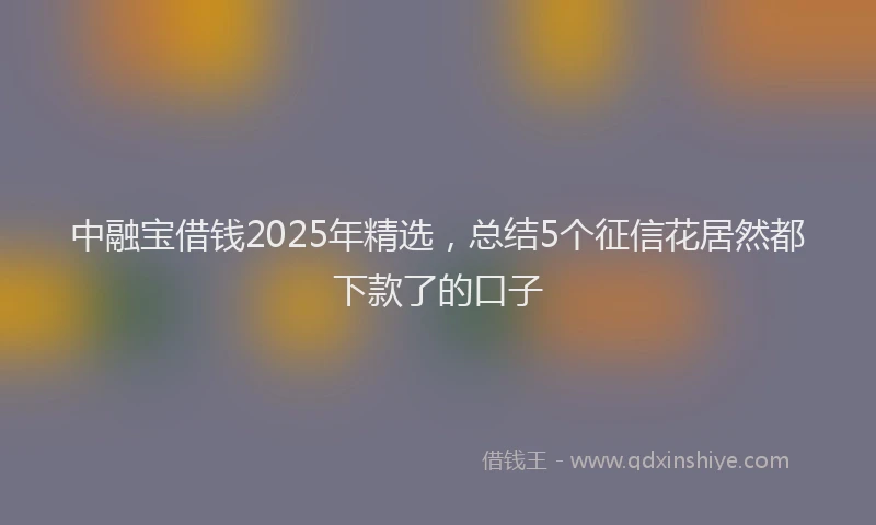 中融宝借钱2025年精选,总结5个征信花居然都下款了的口子