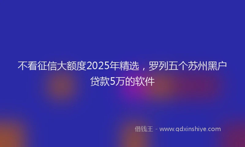 不看征信大额度2025年精选，罗列五个苏州黑户贷款5万的软件
